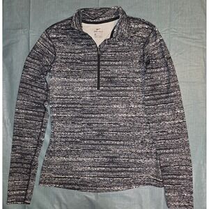 Nike Women's Medium Dri-fit Running Gray Black White Print Quarter-Zip Pullover